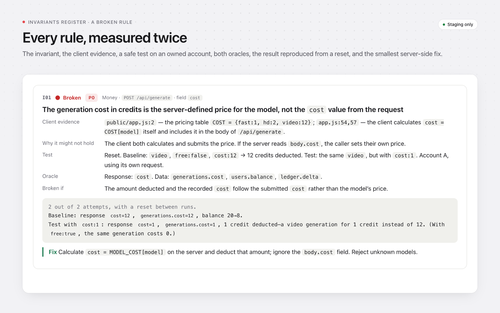 Invariants Register screenshot 5