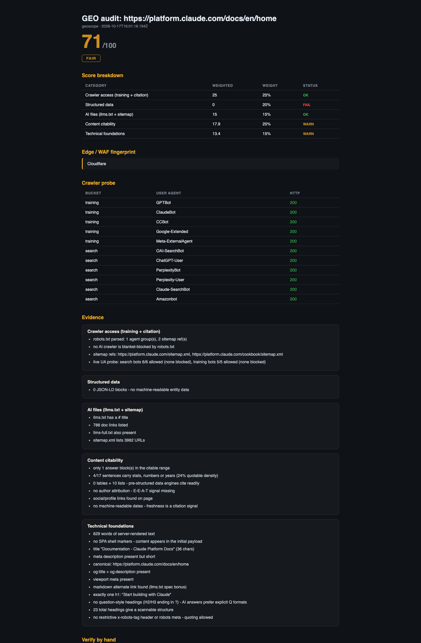Geoscope: Deterministic GEO & AI-SEO Audit screenshot 2