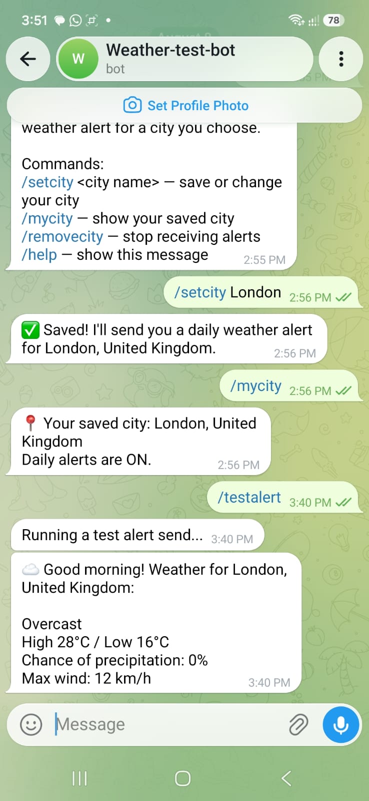 Telegram Bot Builder preview