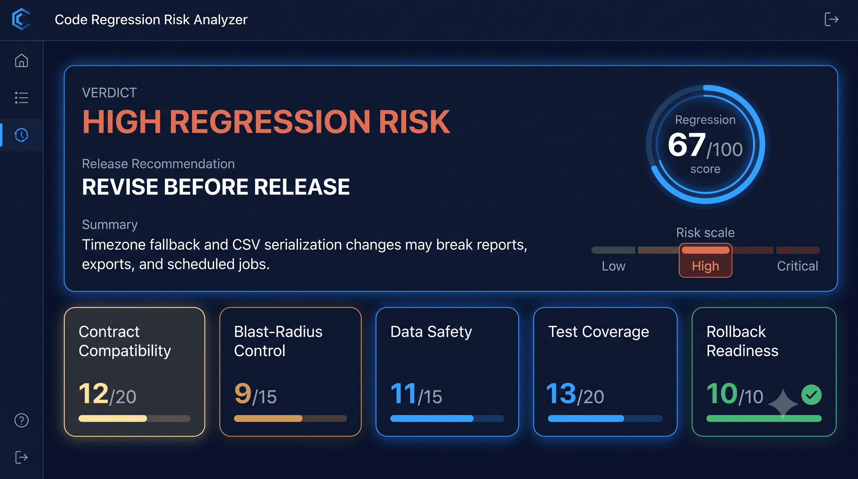 Code Regression Risk Analyzer screenshot 2
