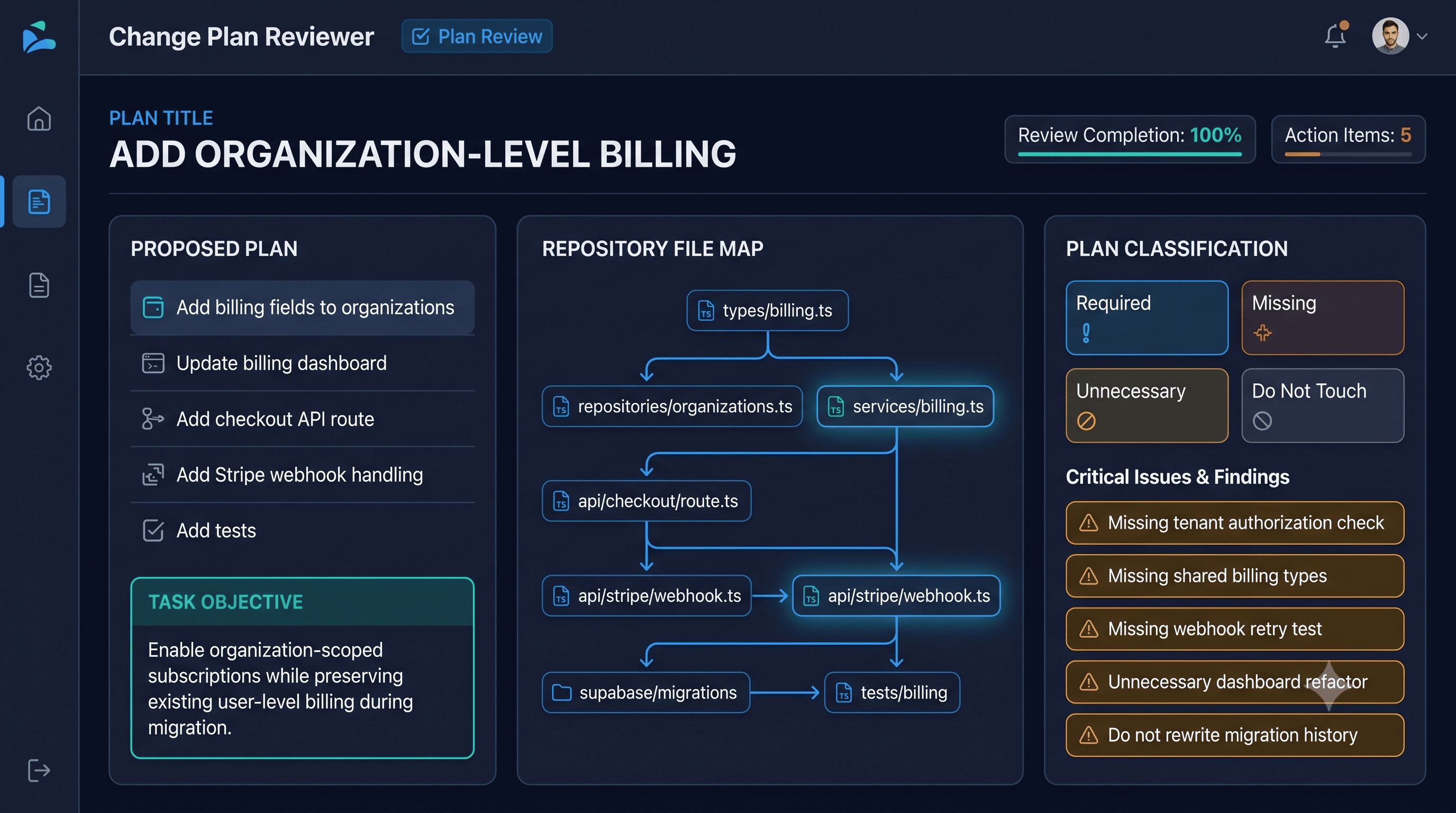 Change Plan Reviewer preview