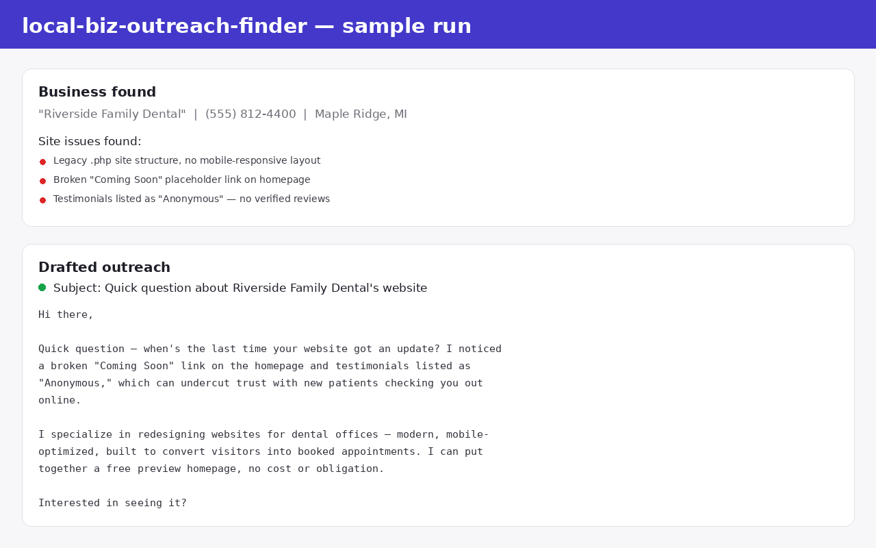 local biz outreach finder preview