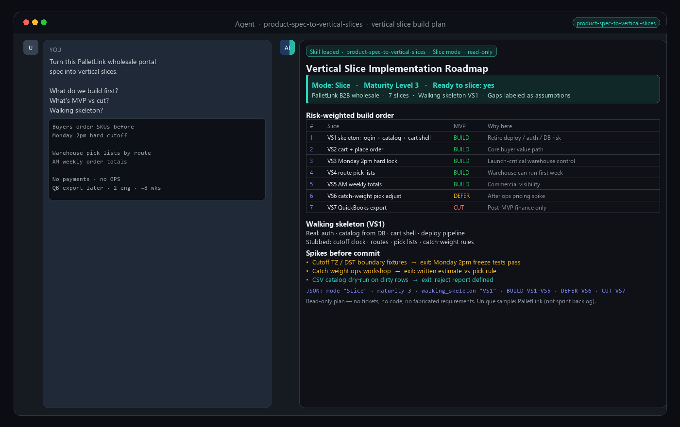 Product Spec to Vertical Slices — MVP Build Plan & Walking Skeleton preview