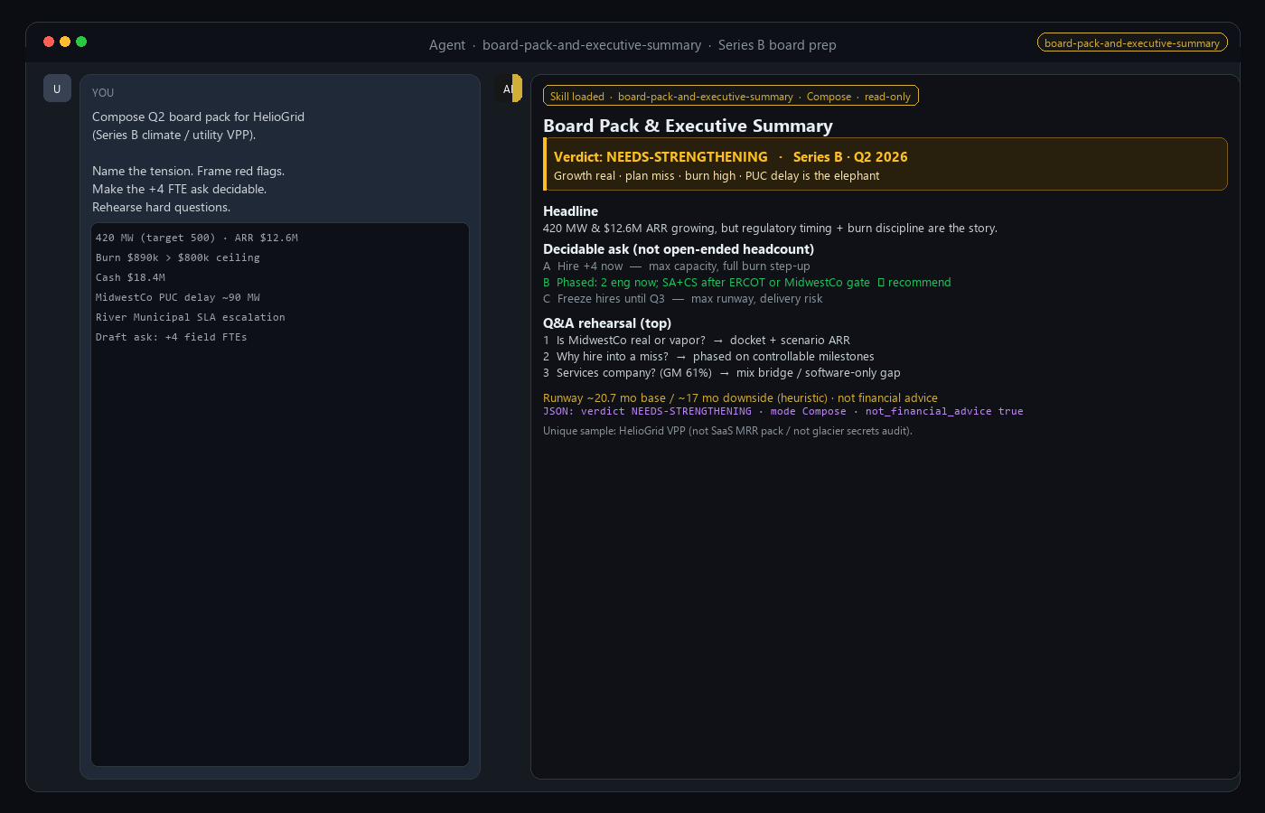 Board Pack & Executive Summary — Narrative, Finance Framing preview