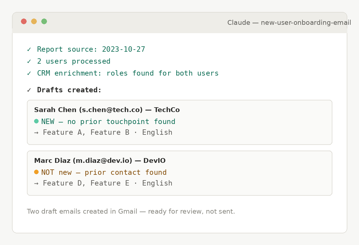 New user onboarding email preview