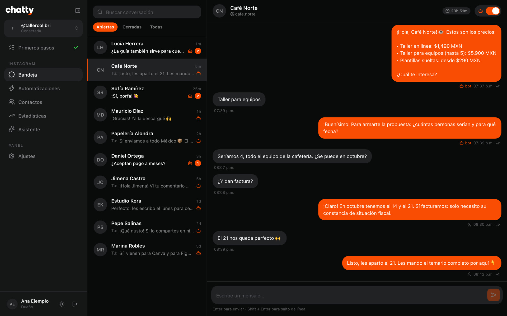 chatty: Instagram DM automation on your own Firebase screenshot 1