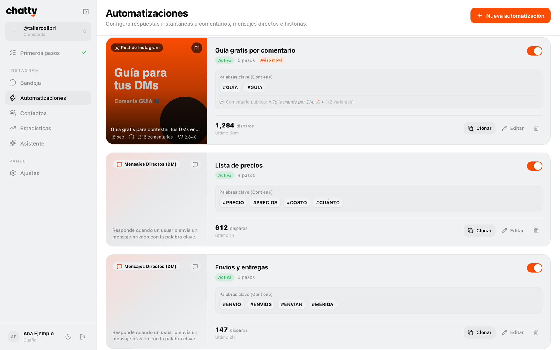 chatty: Instagram DM automation on your own Firebase screenshot 2