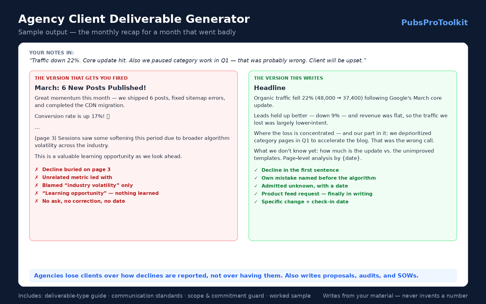Agency Client Deliverable Generator preview