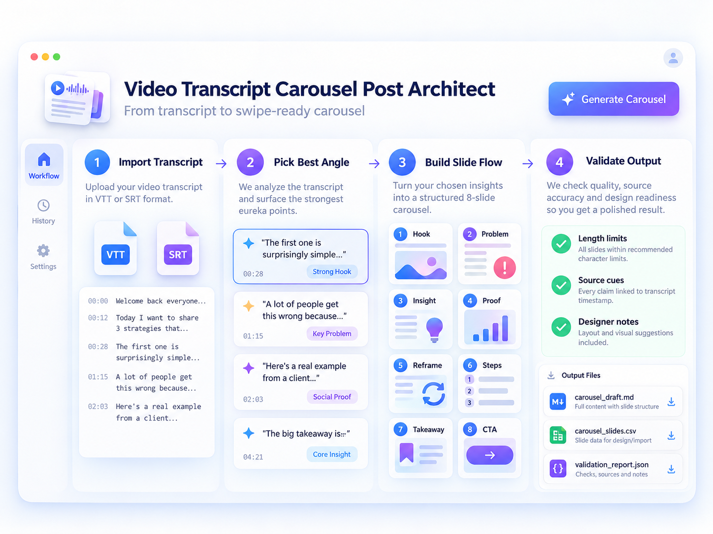 Video Transcript Carousel Post Architect screenshot 3