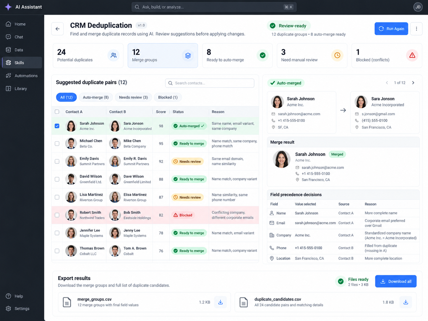 CRM Data Deduplication & Merge Script screenshot 2