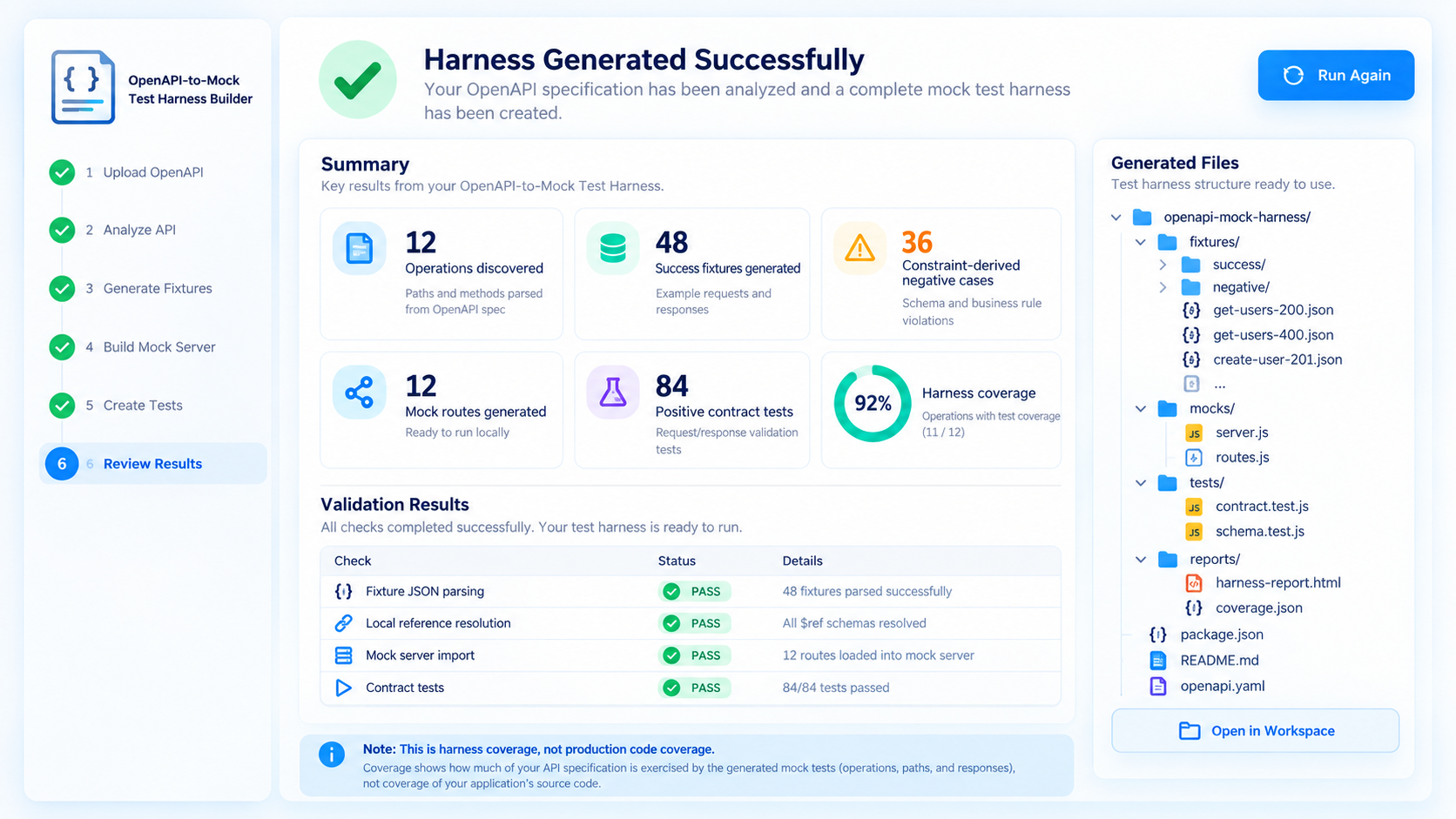 OpenAPI-to-Mock Test Harness Builder preview