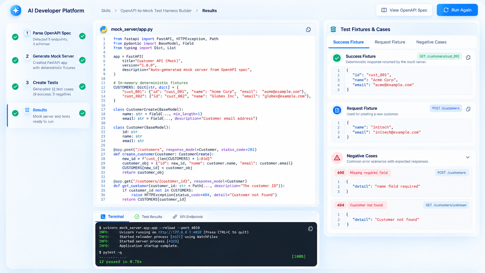 OpenAPI-to-Mock Test Harness Builder screenshot 2
