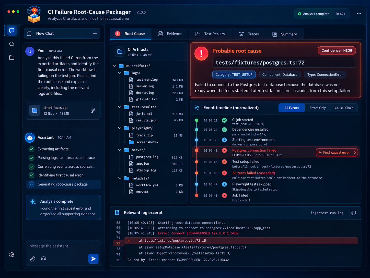 CI Failure Root-Cause Packager screenshot 3