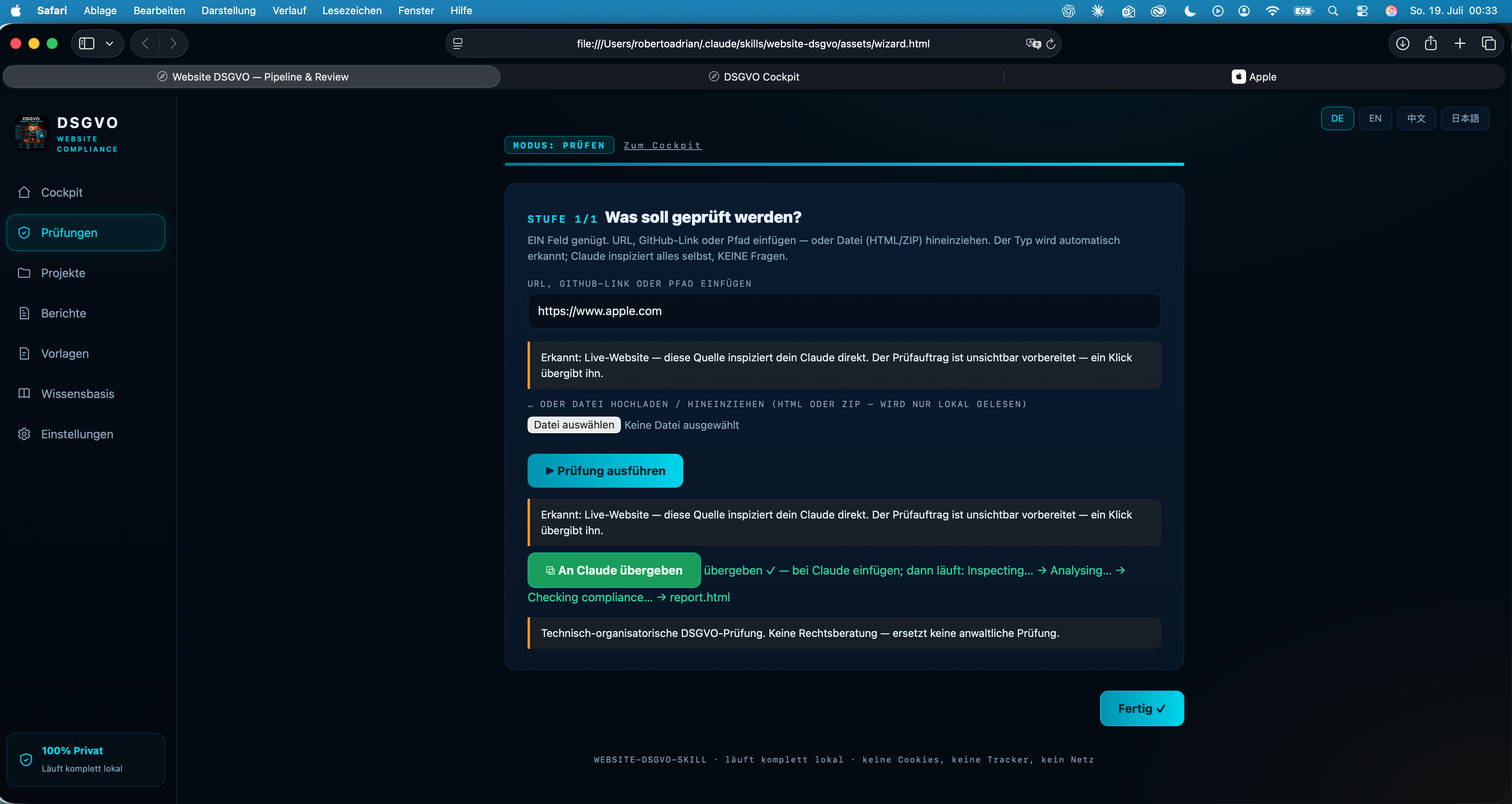 GDPR Compliance Cockpit — German & EU Websites screenshot 2