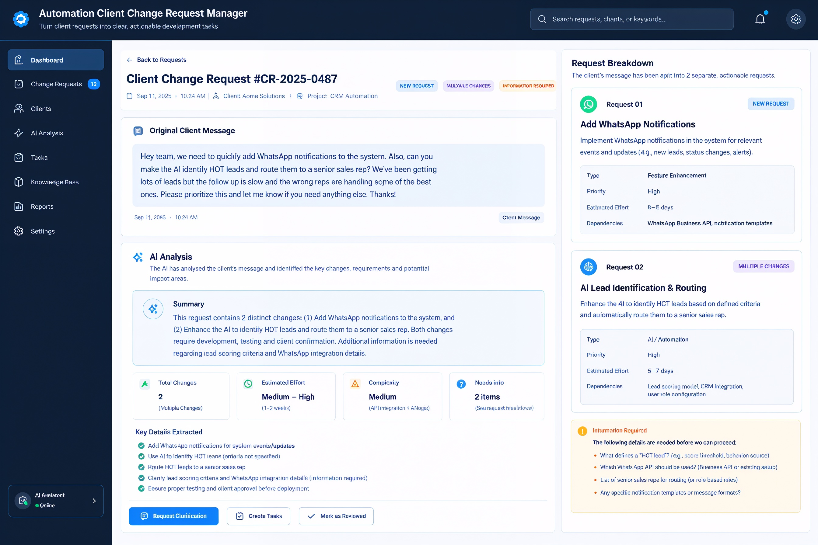 automation client change request manager preview