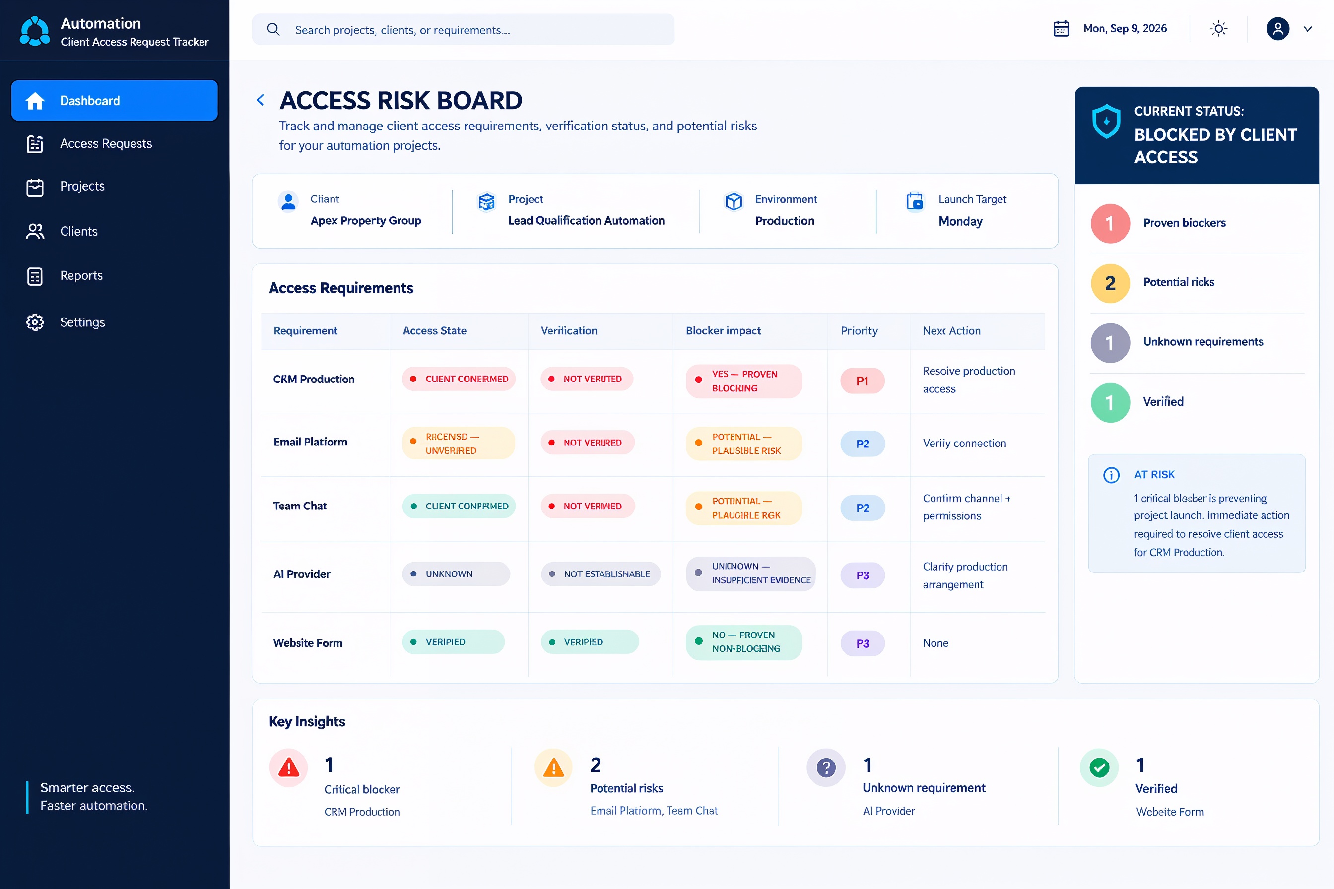 Automation client request tracker preview