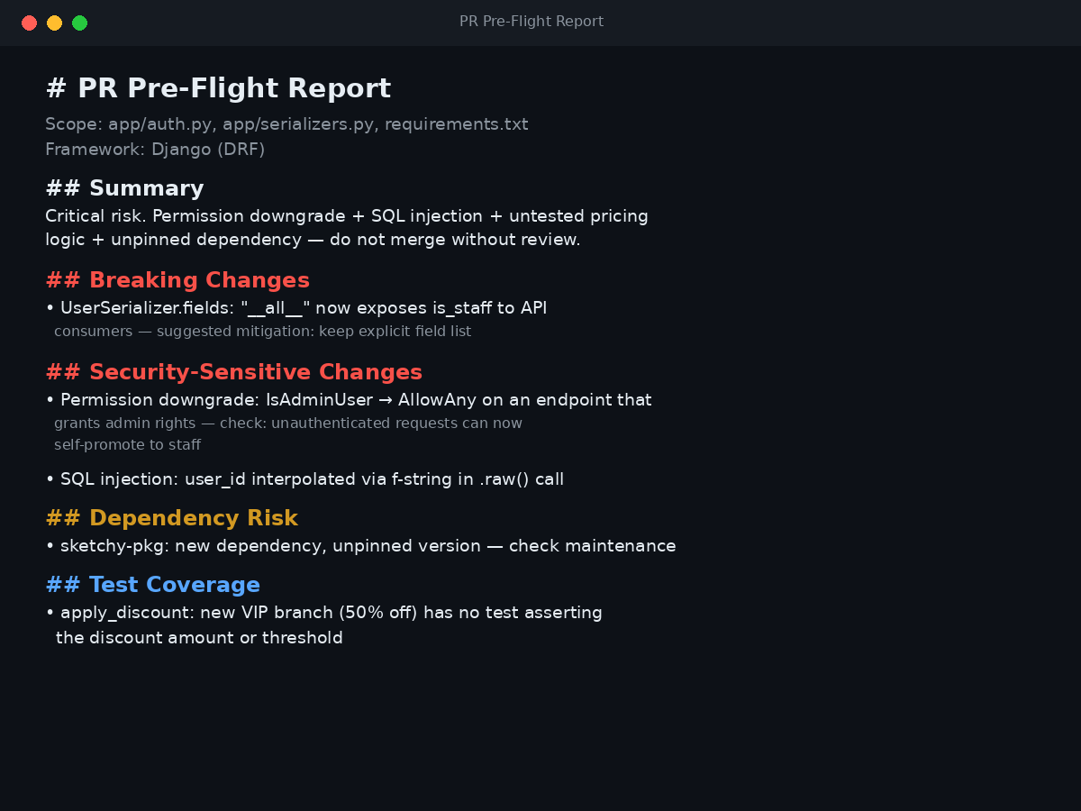 PR Pre-Flight — Full PR Review Suite preview