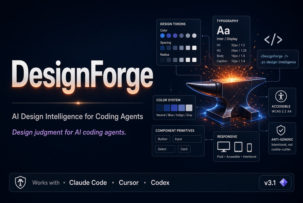 DesignForge — AI Design Intelligence Skill for Coding Agents preview