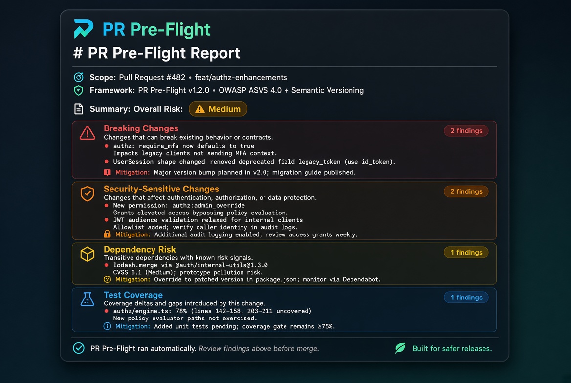 PR Pre-Flight — Production Risk & Security Review. screenshot 4