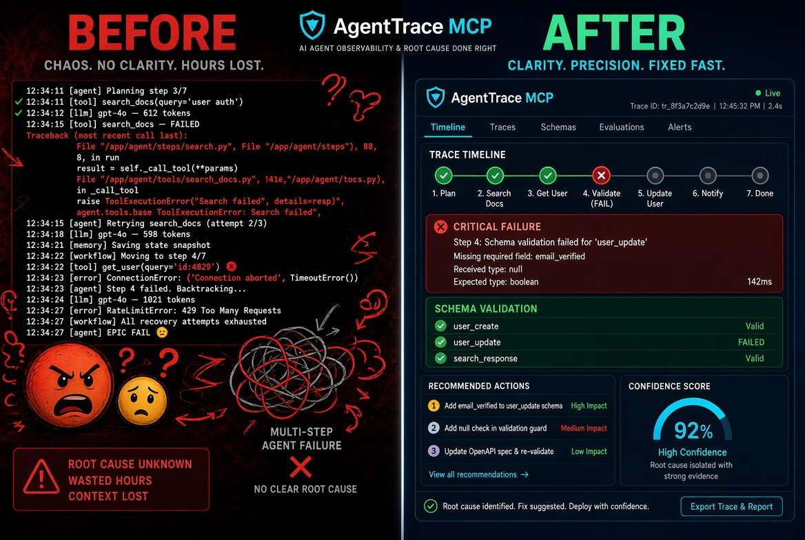 AgentTrace MCP: Trace runs. Guard schemas. Catch regressions screenshot 2