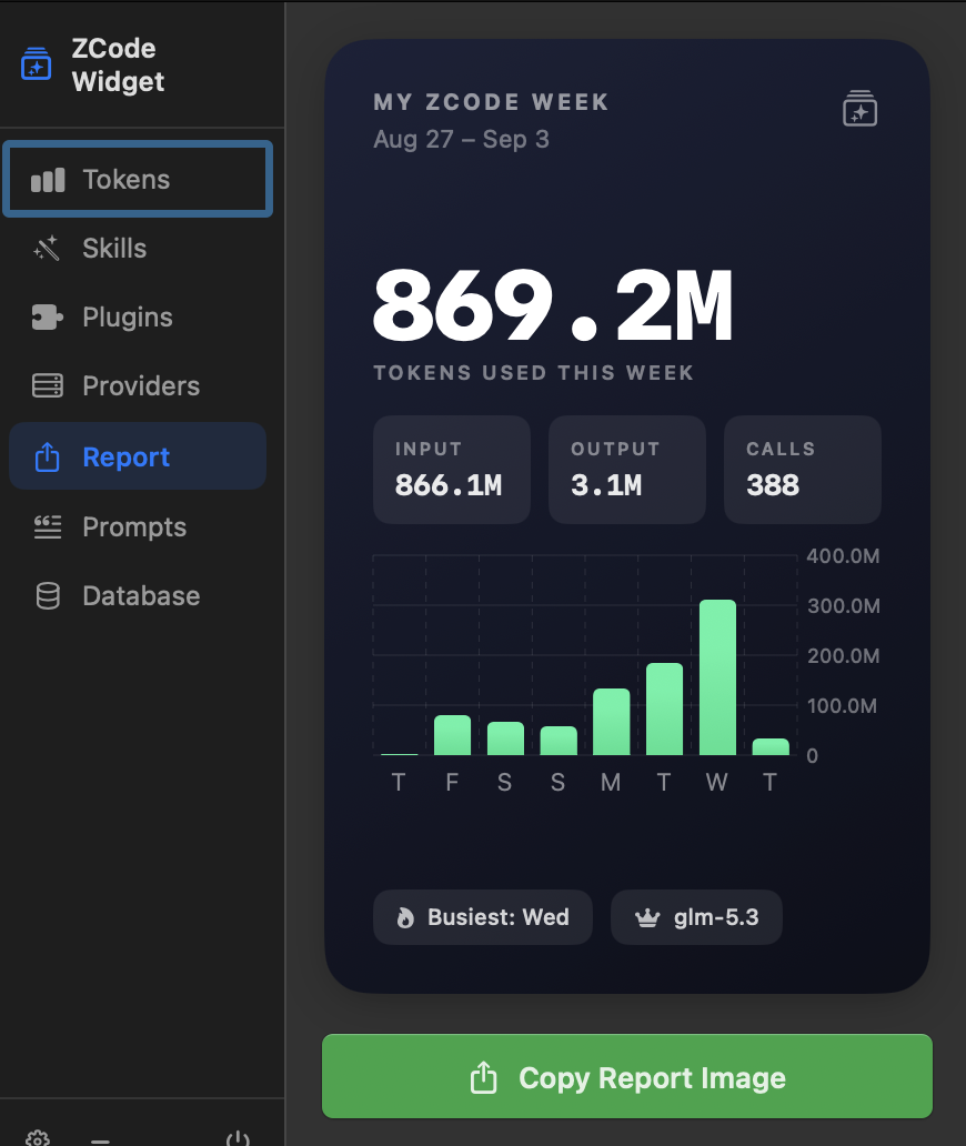 ZCode Widget Builder — Floating macOS Dashboard screenshot 2