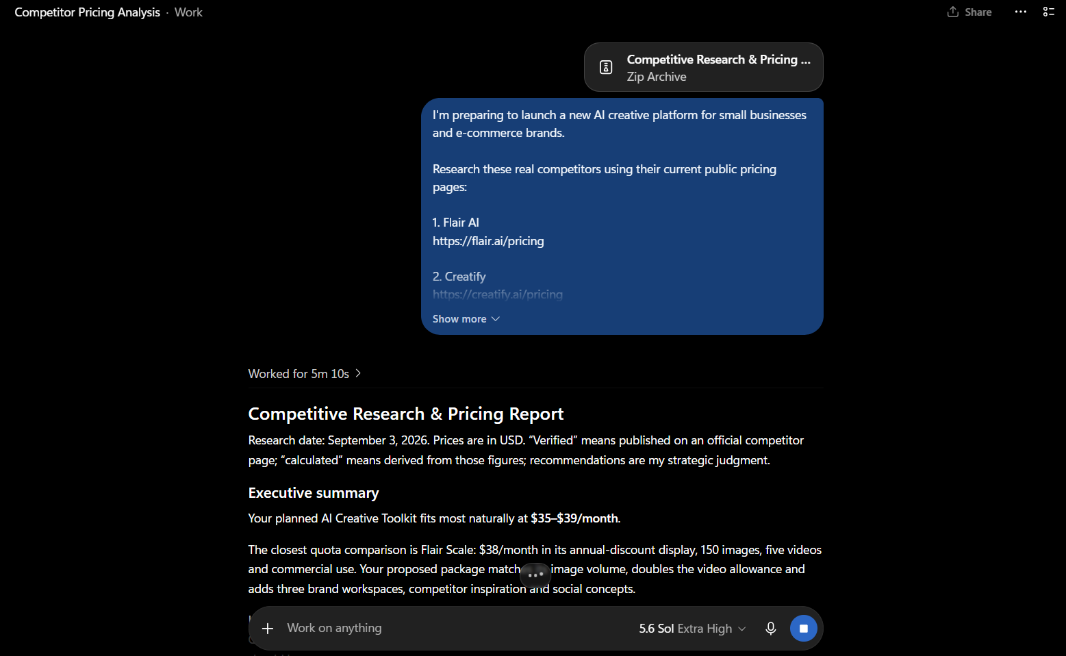 Competitive Research & Pricing Pro preview