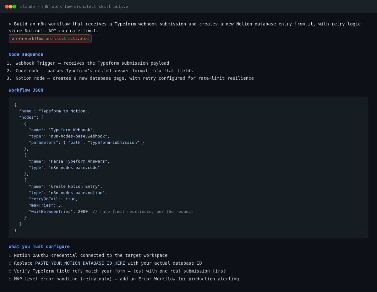 n8n Workflow Architect preview