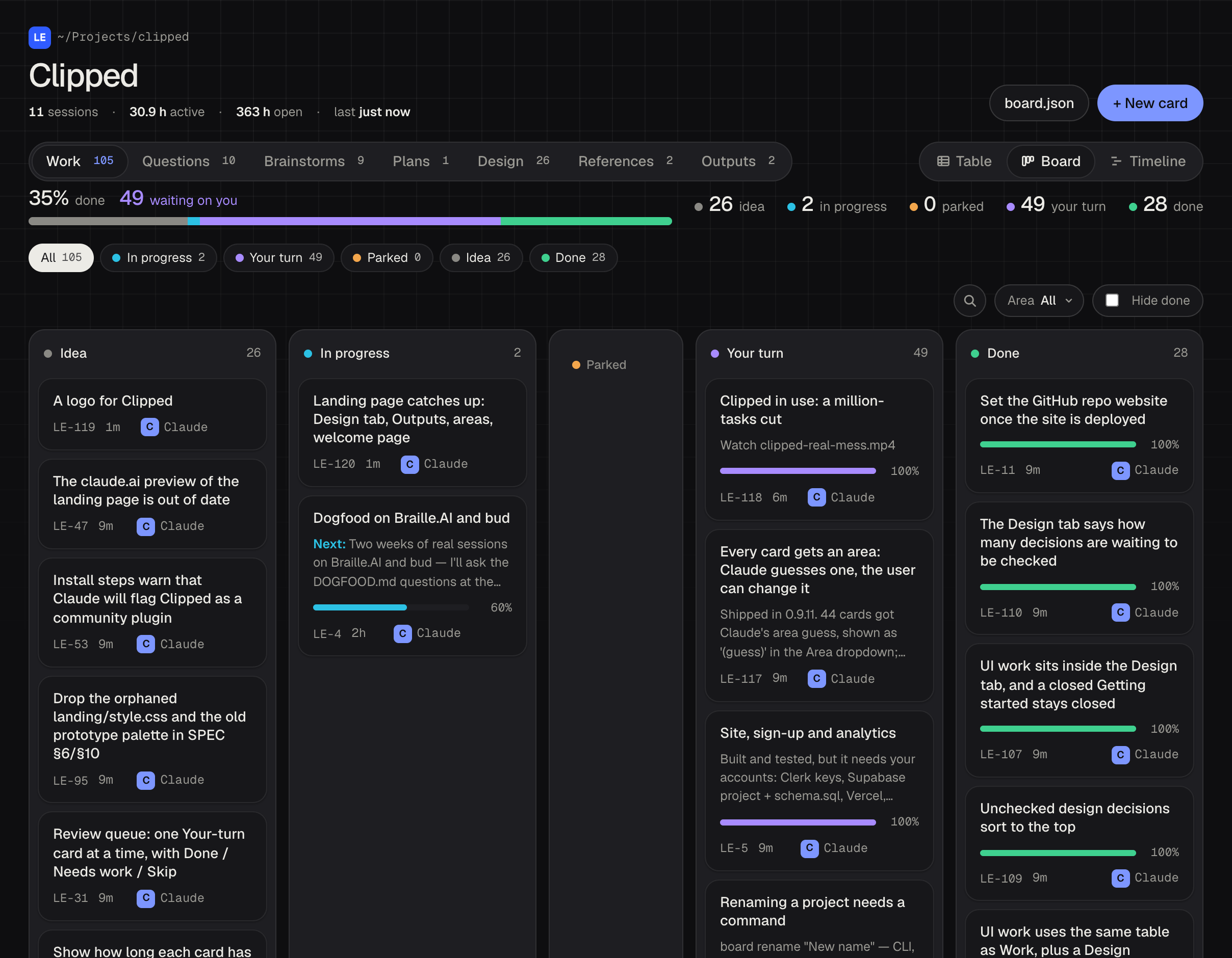 Clipped: a feature board for Claude Code preview