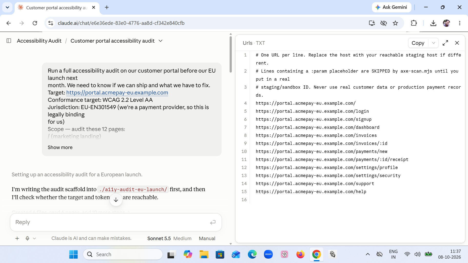 A11y Audit Skill — WCAG 2.2 AA + VPAT + Remediation preview