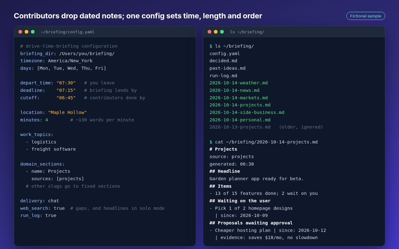 Drive-Time Briefing: Spoken Daily Commute Digest screenshot 2