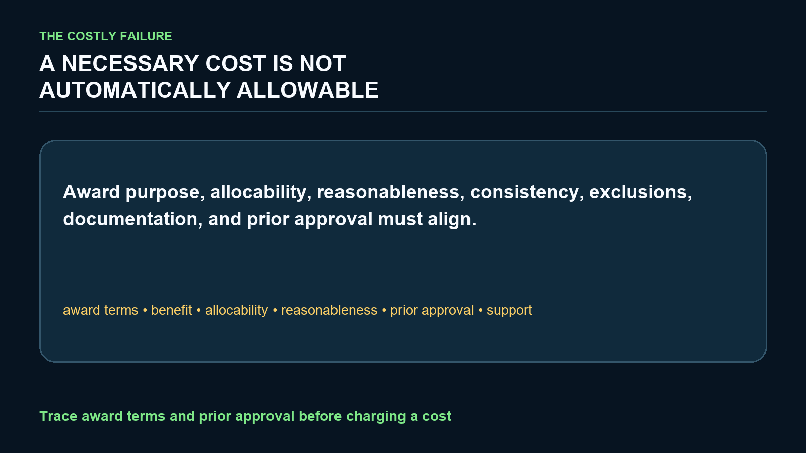 Federal Grant Cost Allowability Screen screenshot 1