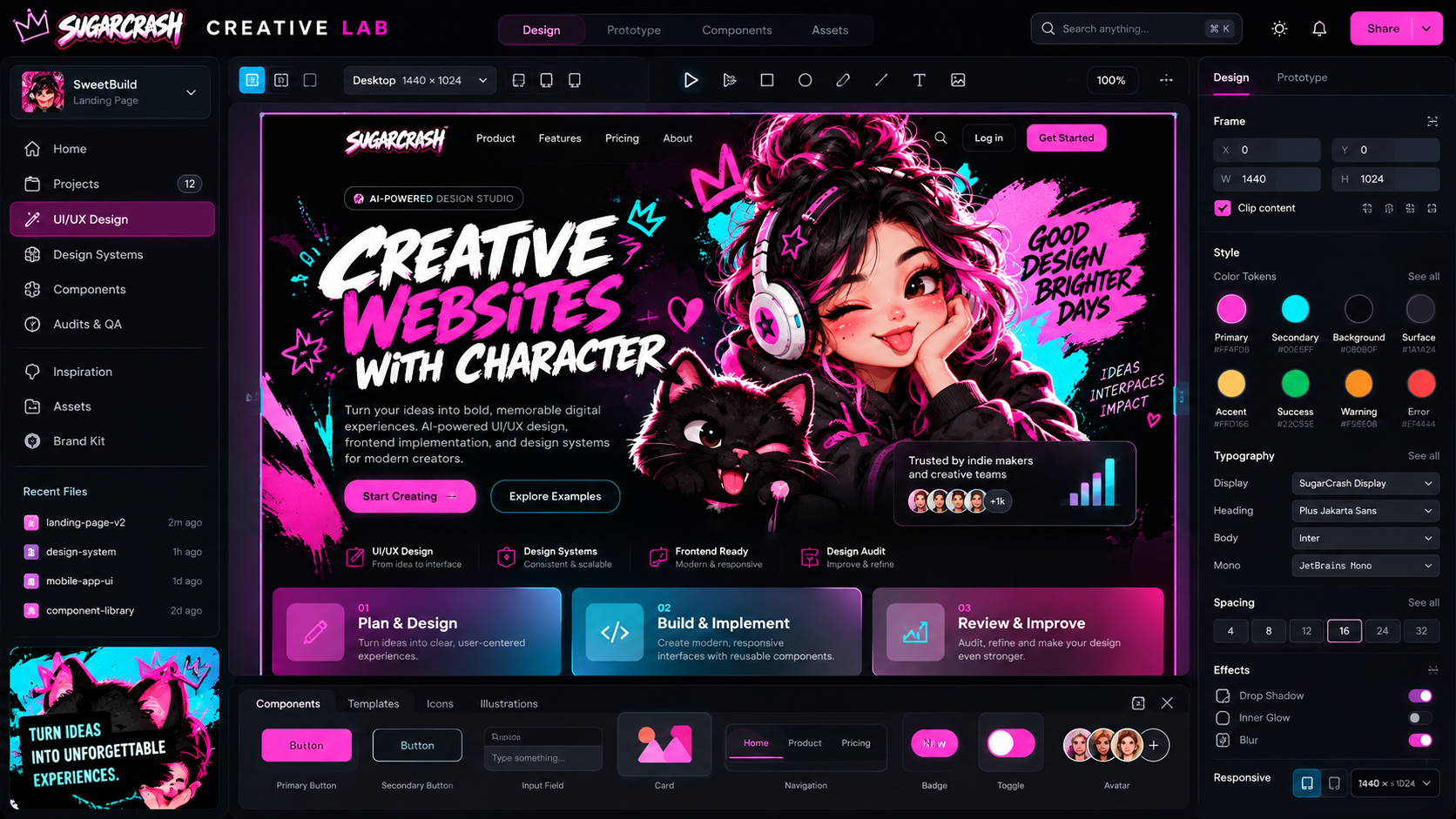 SugarCrash Studio — AI UI/UX & Frontend Design preview