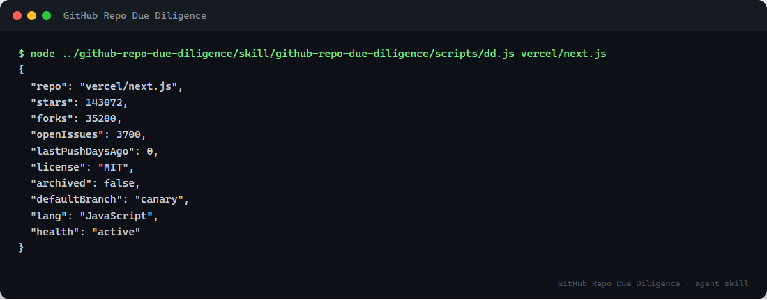 GitHub Repo Due Diligence preview