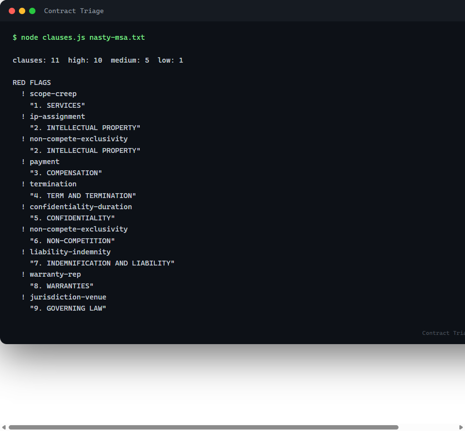 Contract Triage — NDA/MSA risk check before you sign preview