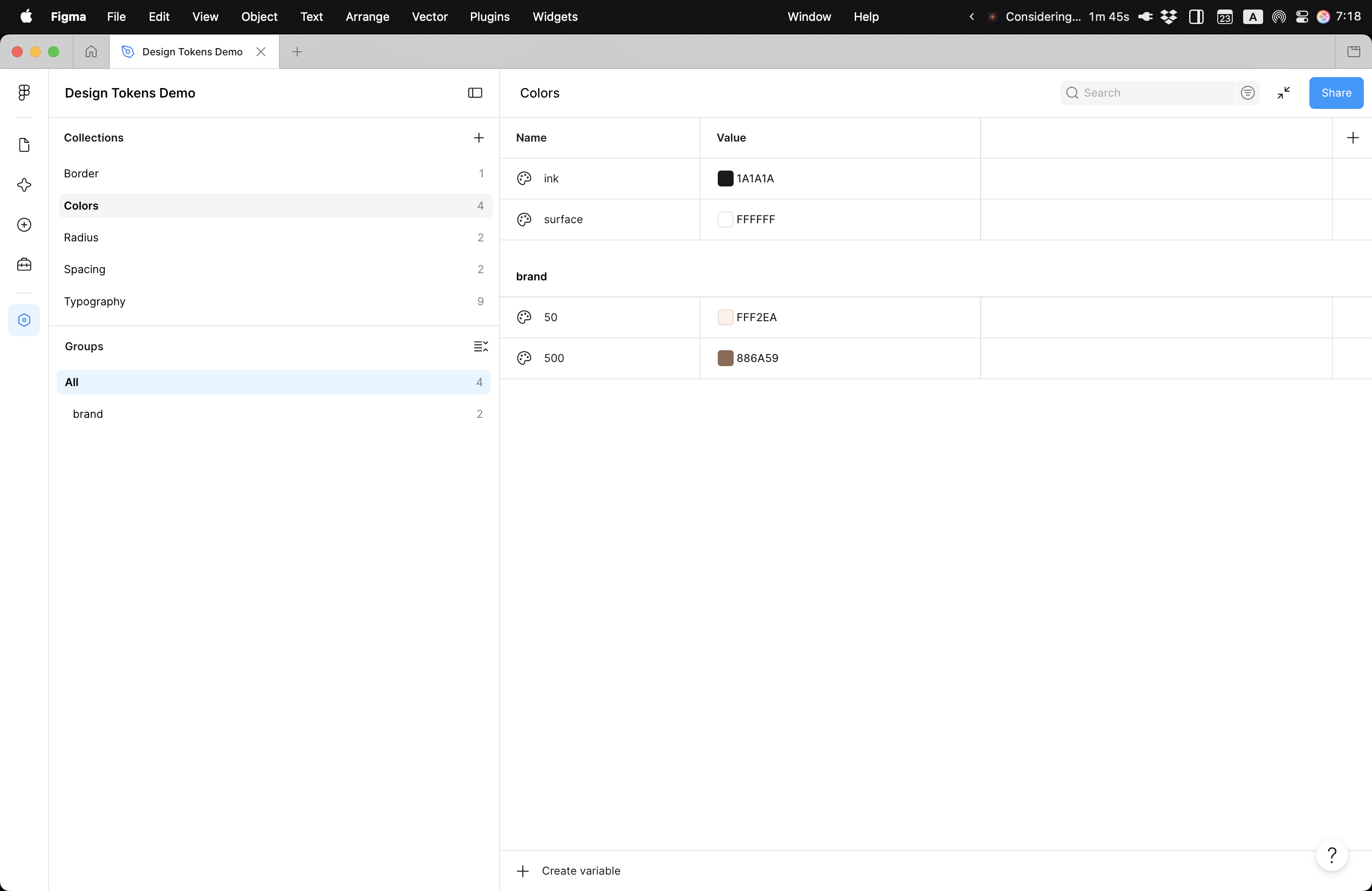 Tailwind v4 → Figma Variables Sync preview