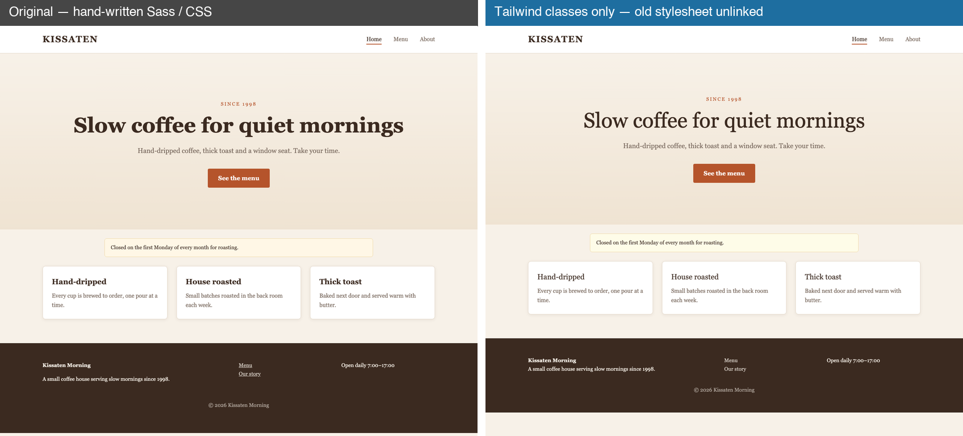 CSS to Tailwind — First-Pass Converter preview