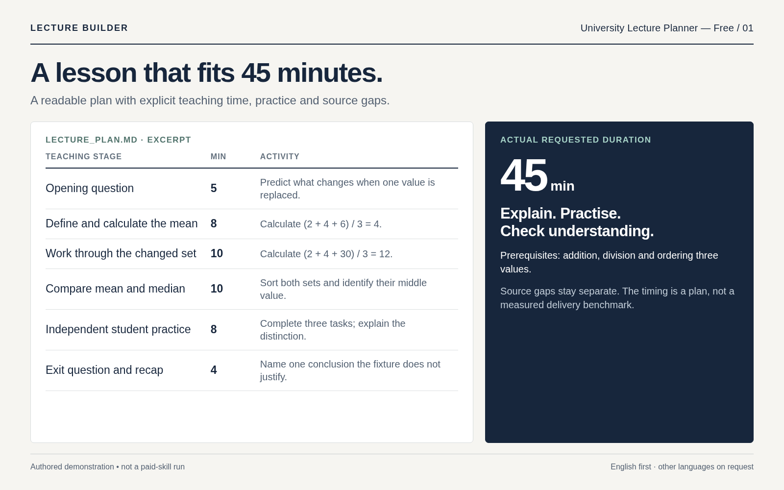University Lecture Planner — Free preview