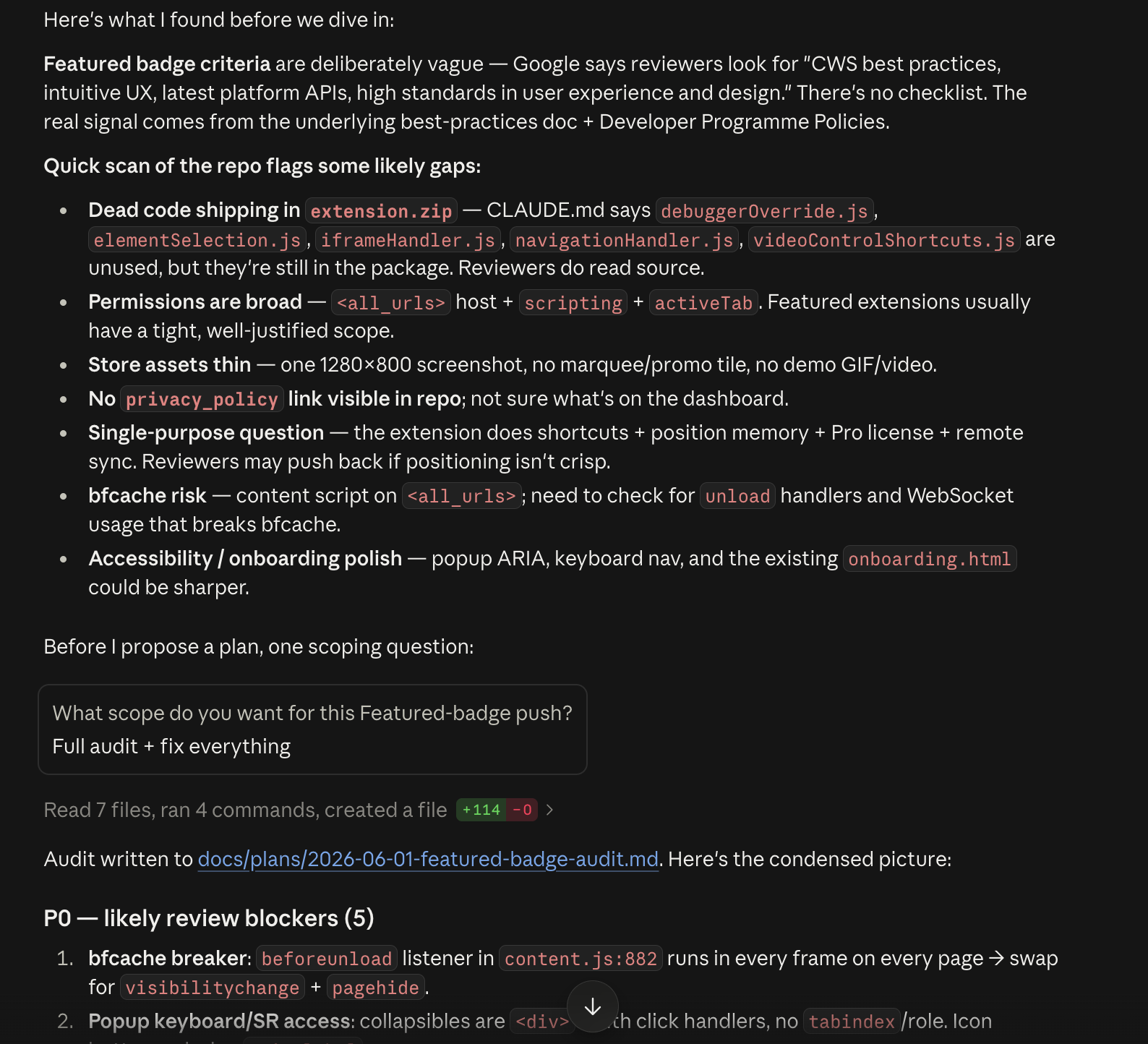 Chrome Extension Featured Badge Auditor preview