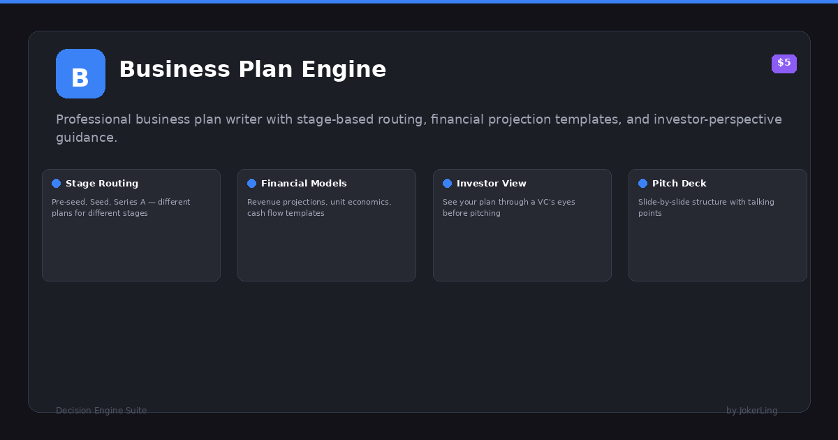 Business Plan Engine preview