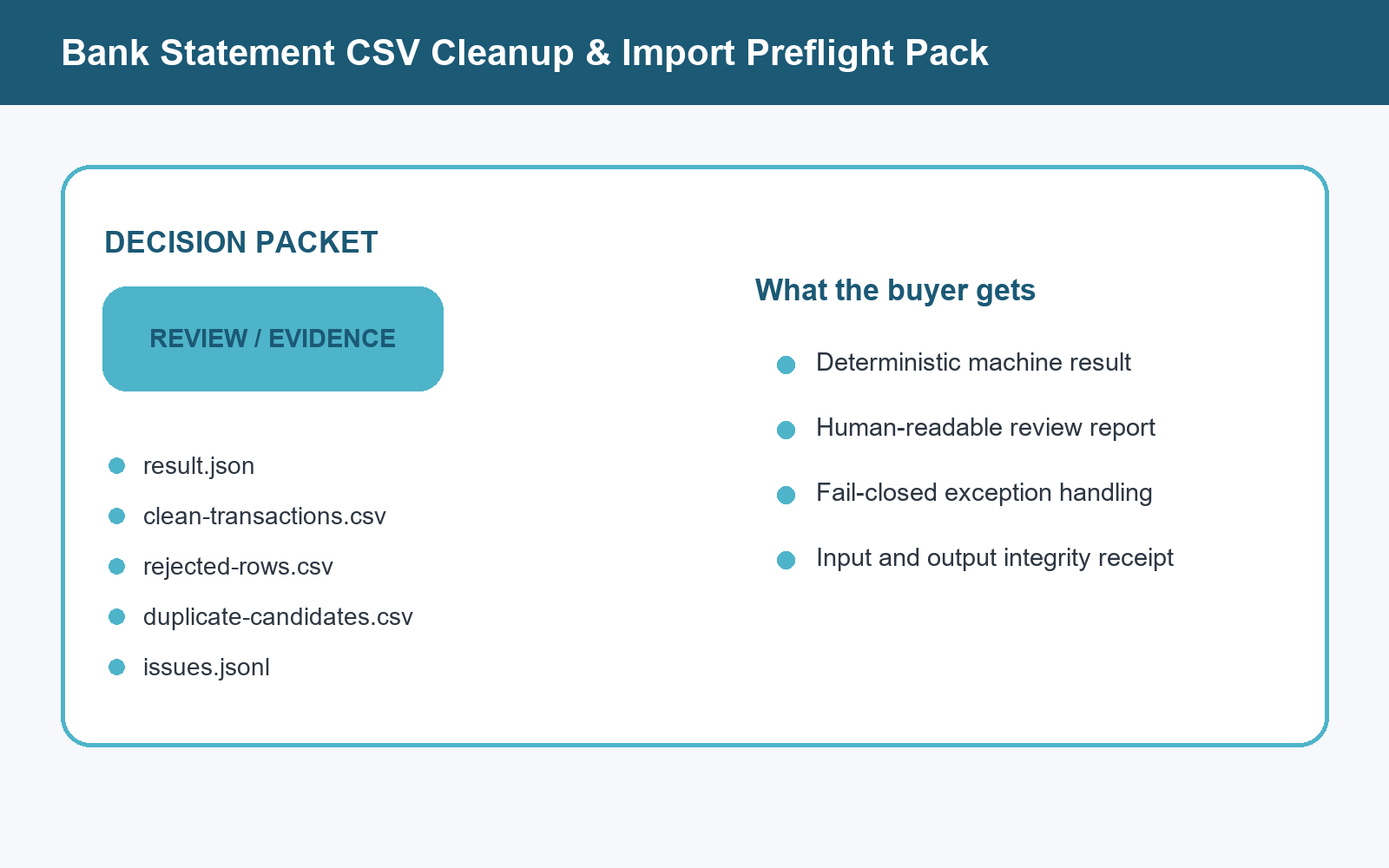 Bank Statement CSV Cleanup & Import Preflight Pack screenshot 2