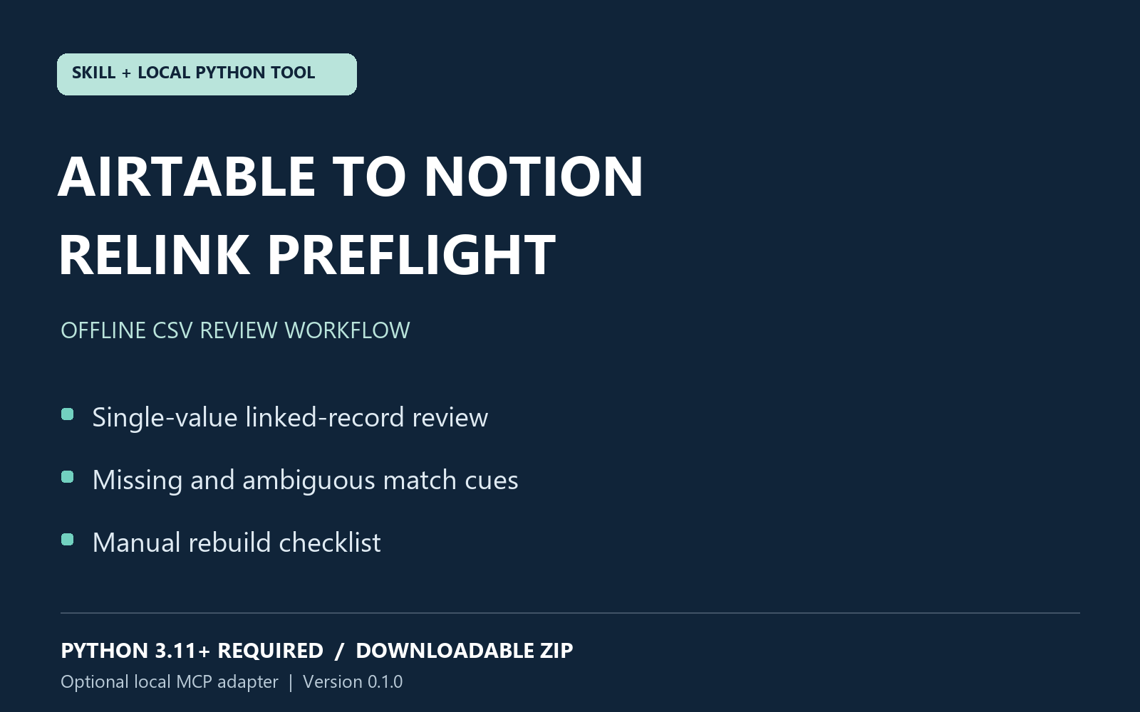 Airtable to Notion Relink Preflight — Two-Table CSV Check preview