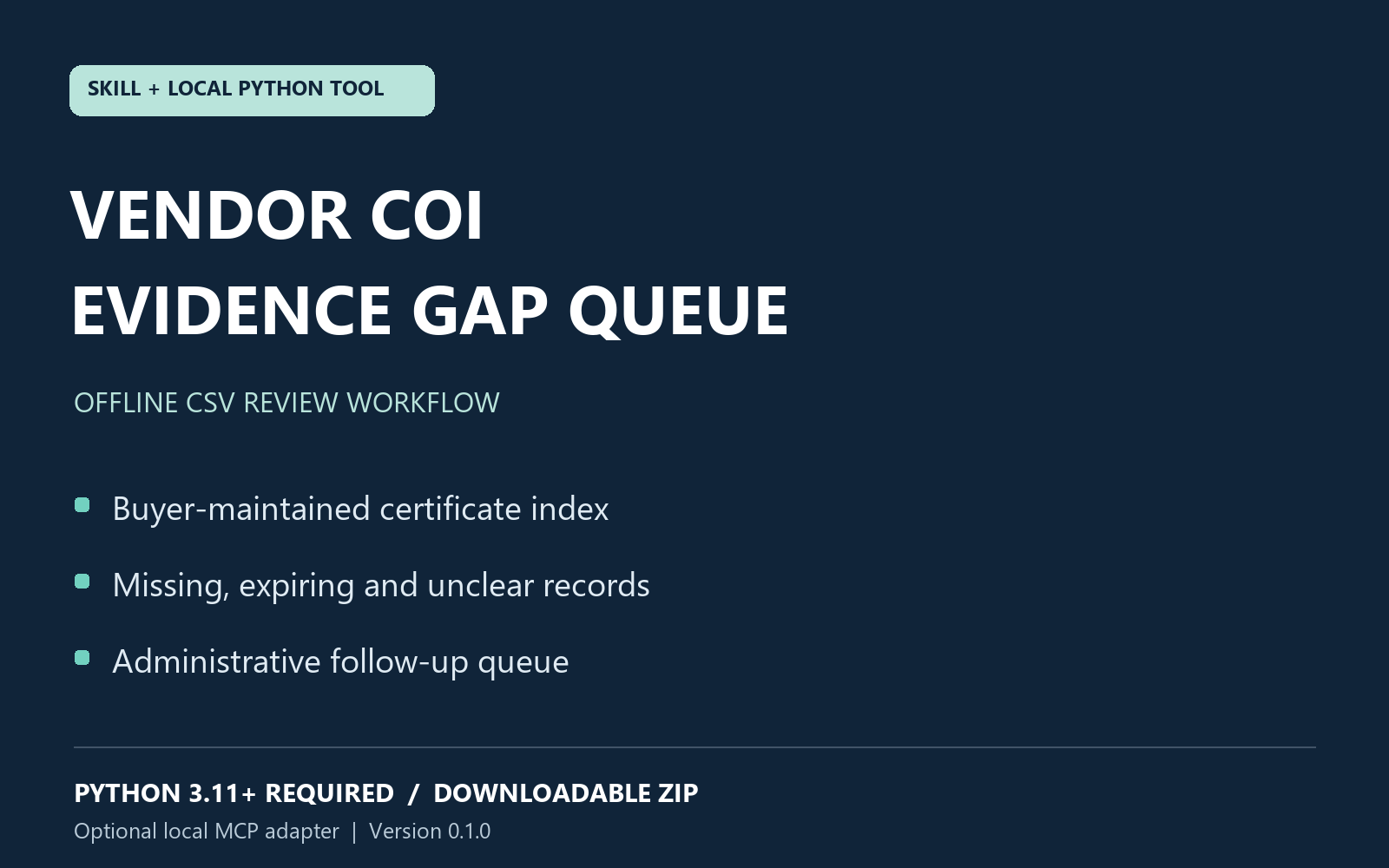 Vendor COI Evidence Gap Queue — Certificate Index Review preview