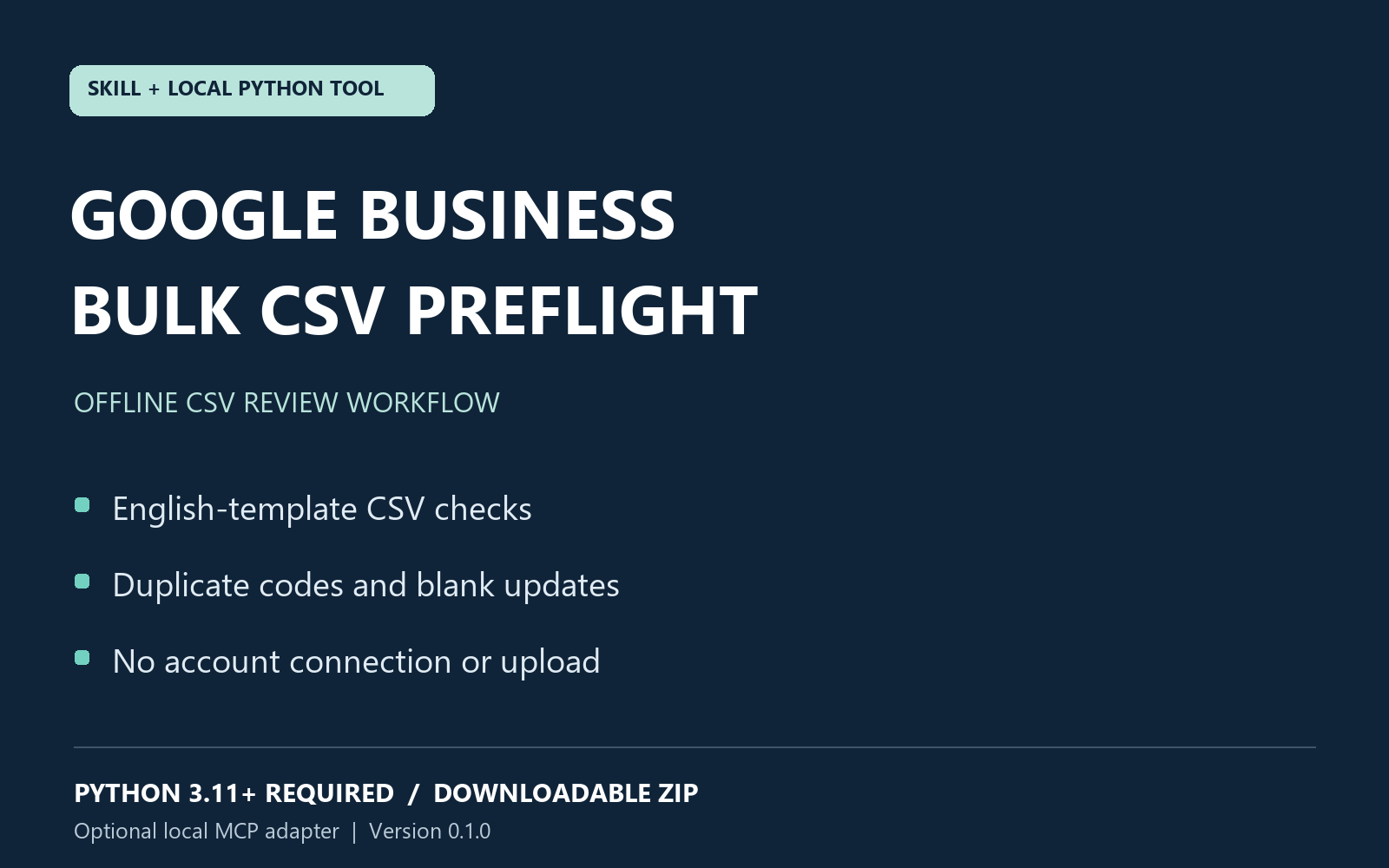 Google Business Profile Bulk CSV Preflight preview