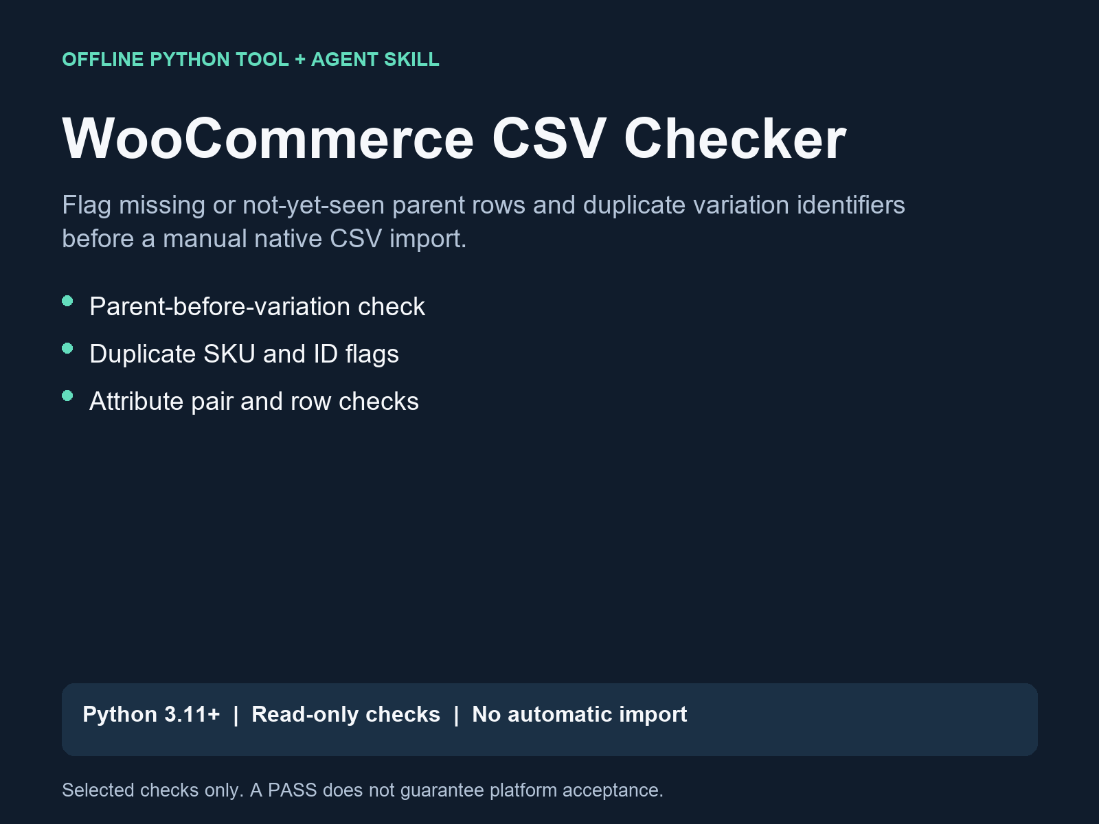 WooCommerce CSV Checker Preflight preview