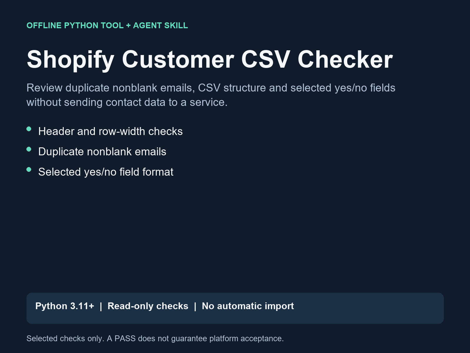 Shopify Customer CSV Checker Preflight preview