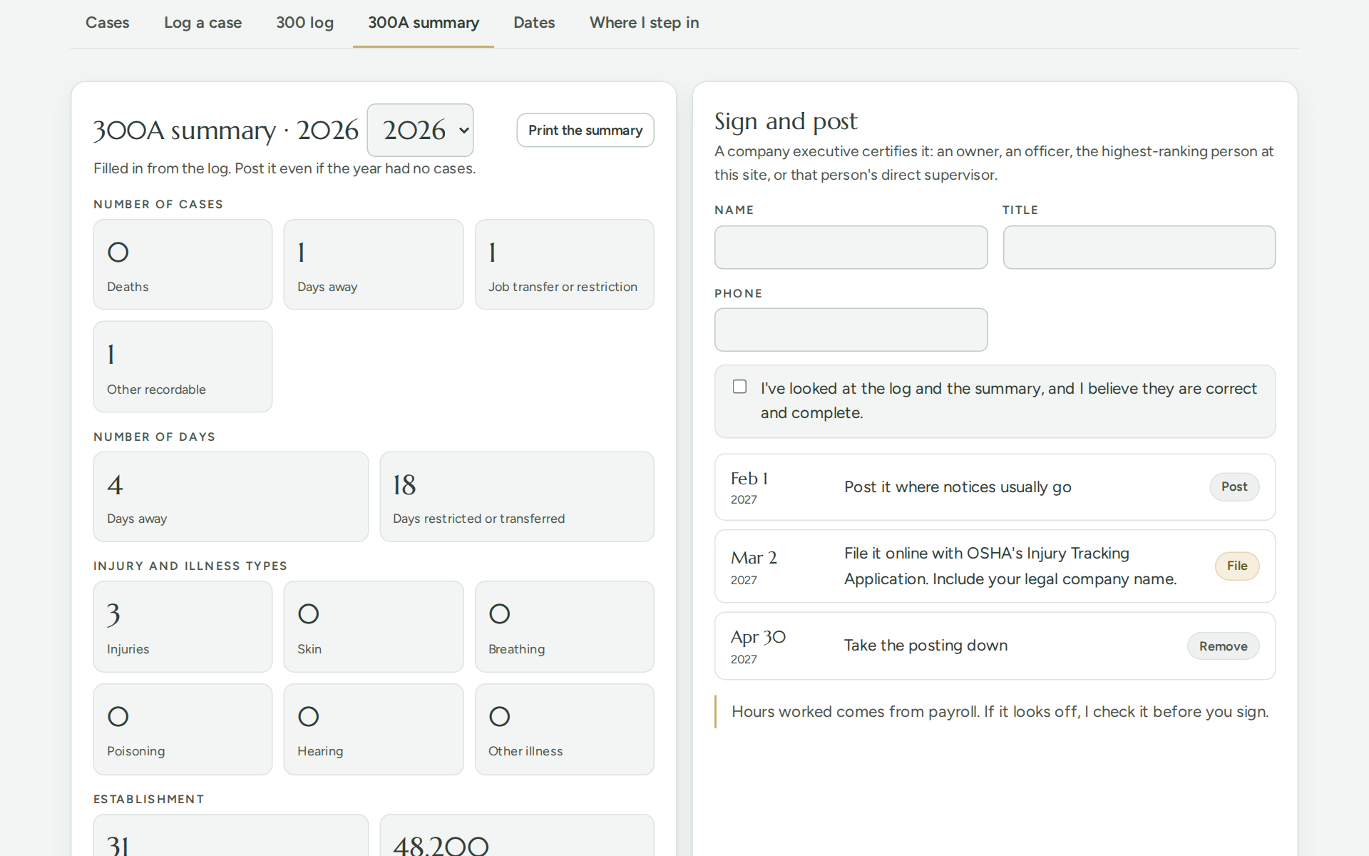 The Safety Log by Glover & Co. screenshot 5