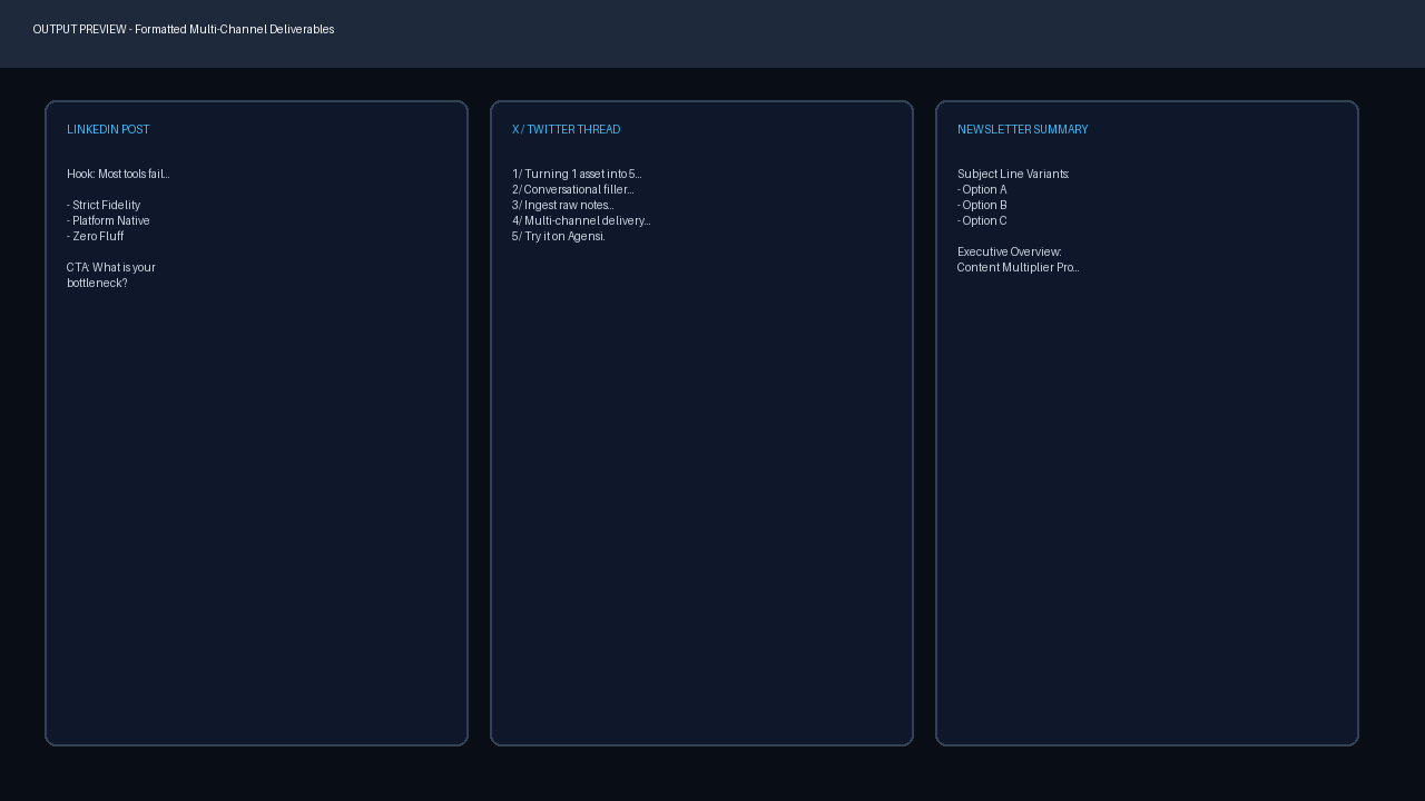 Content Multiplier: Turn 1 Asset into 5 Platform Posts screenshot 2
