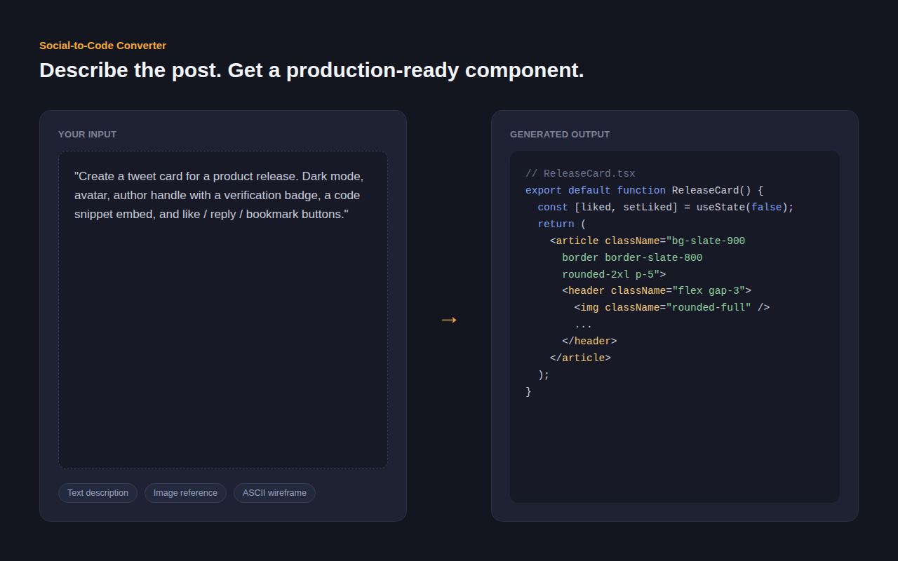 Social-to-Code Converter preview