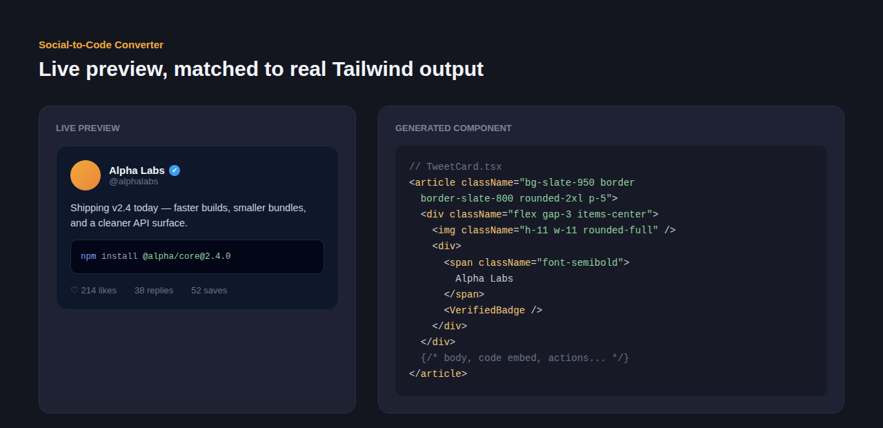 Social-to-Code Converter screenshot 2
