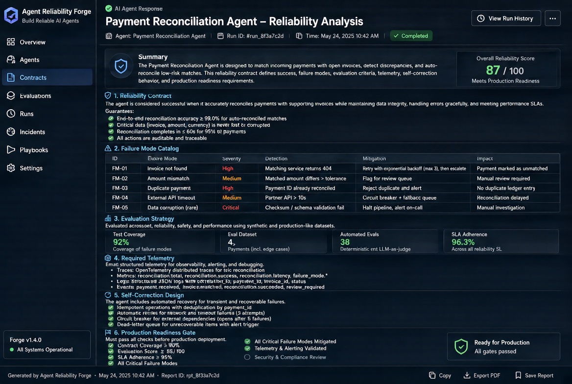 Agent Reliability Forge screenshot 3